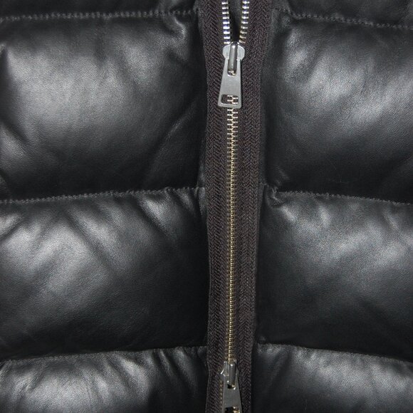 M🔥$4000 AMI Alexandre Mattiussi Paris Men's Black Real Leather Puffer Jacket - Picture 9 of 14